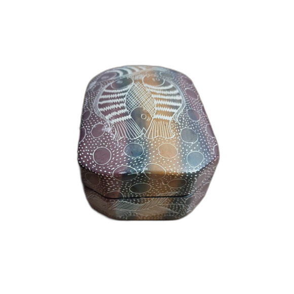 Fish African Carved Soapstone Trinket Box - Picture 2 of 9